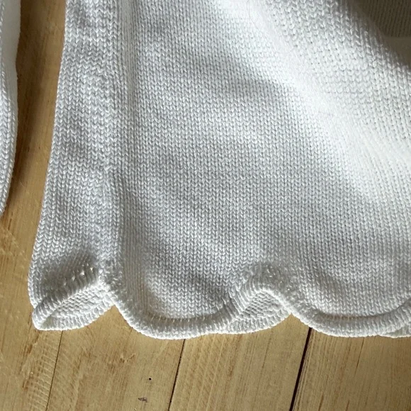 J. Crew Ivory Scalloped Crew Neck Sweater - Picture 4 of 7